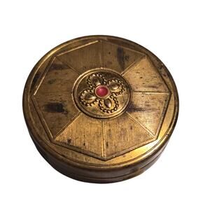 Vintage 1920s Princess Pat Art Deco Brass Rouge Compact Mirror Whimsigoth